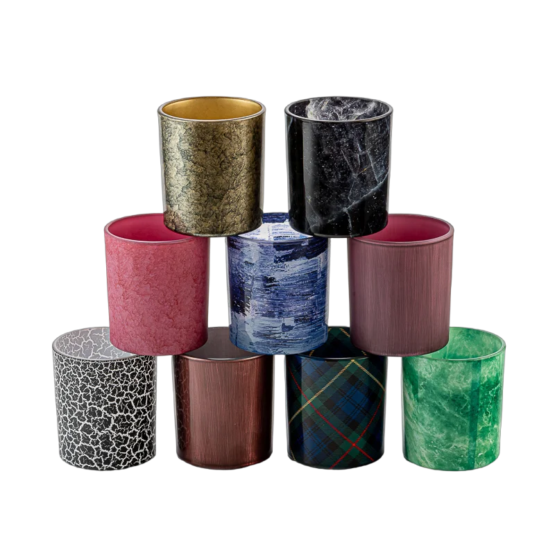 Wholesale custom-made vintage red-brown brushed glass candle jars