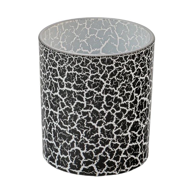 China Wholesale black and white cracked texture glass candle jars for aromatherapy containers manufacturer