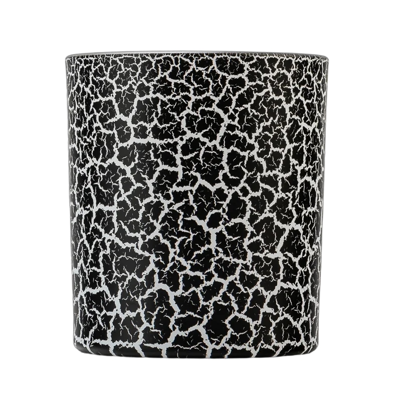 China Wholesale black and white cracked texture glass candle jars for aromatherapy containers manufacturer