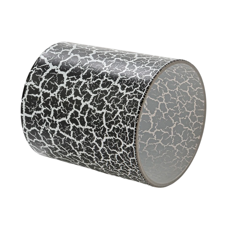 China Wholesale black and white cracked texture glass candle jars for aromatherapy containers manufacturer