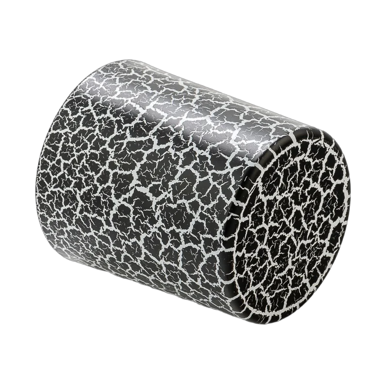 China Wholesale black and white cracked texture glass candle jars for aromatherapy containers manufacturer