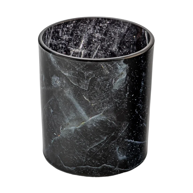 China Light luxury marble-textured glass candle jar manufacturer