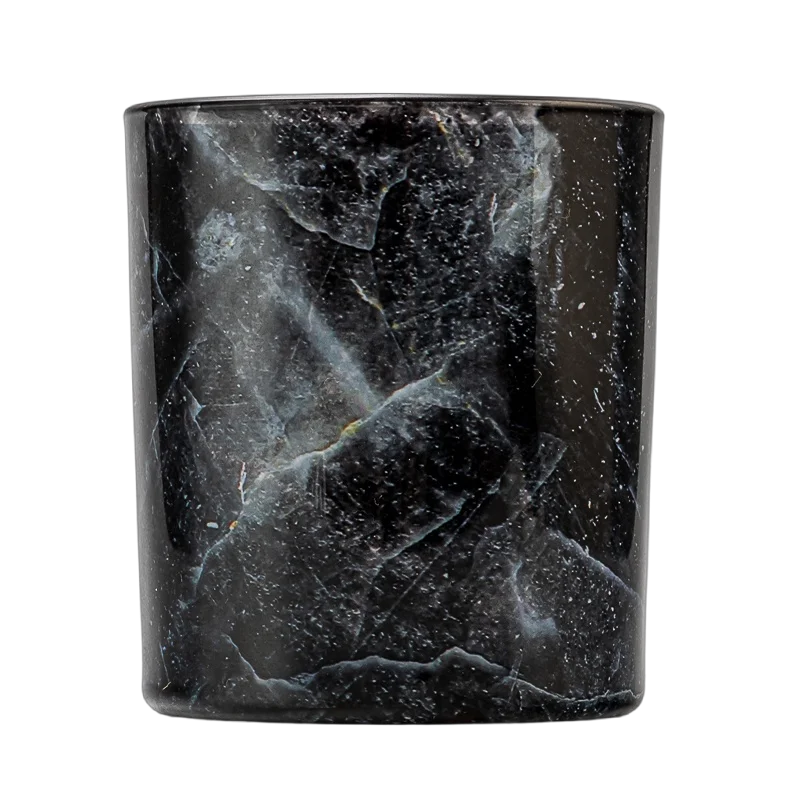 China Light luxury marble-textured glass candle jar manufacturer