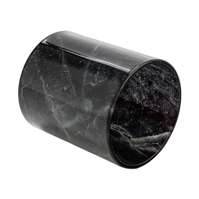 China Light luxury marble-textured glass candle jar manufacturer