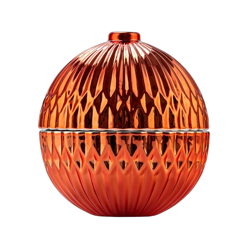 China Round Shape Glass Candle Vessels With Lids For Home Decor manufacturer