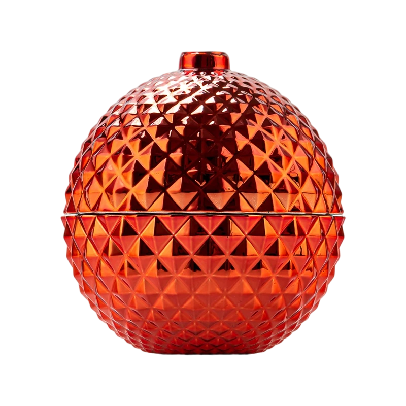 China Wholesale Christmas Limited Edition Spherical Glass Candle Jar with Lid manufacturer