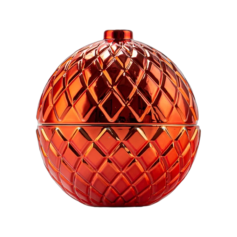 China Luxury Custom Christmas Diamond-Pattern Glass Candle Jar with Lid manufacturer