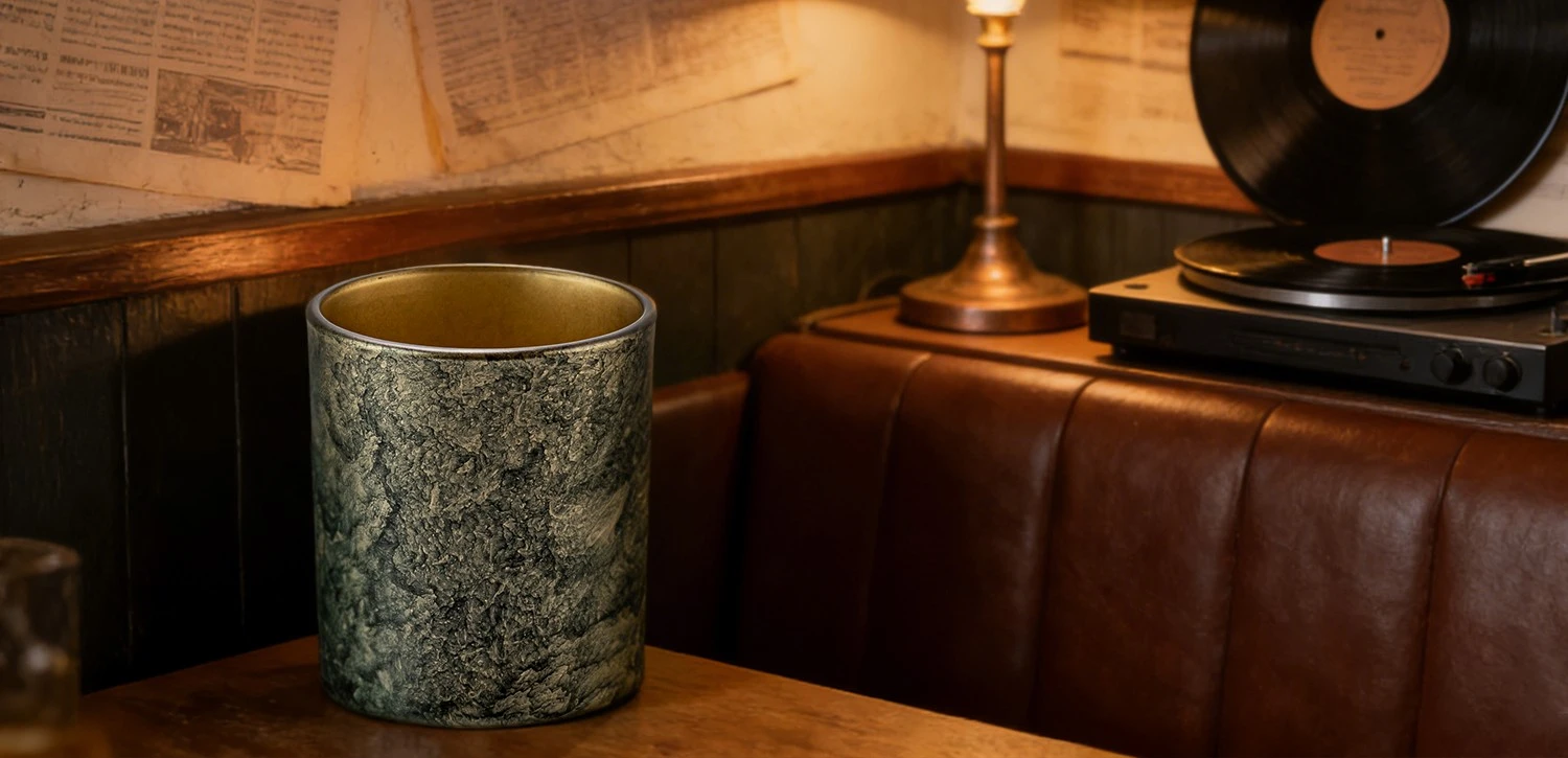 Customized handmade texture gold foil glass candle jar