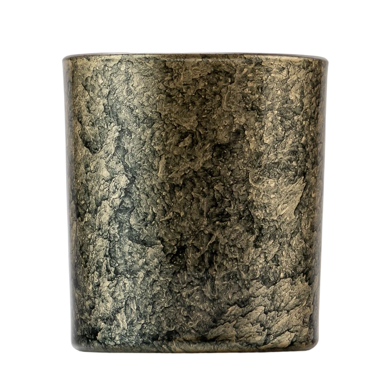 China Customized handmade texture gold foil glass candle jar manufacturer