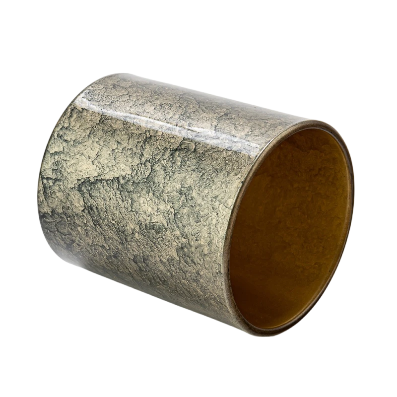 China Customized handmade texture gold foil glass candle jar manufacturer