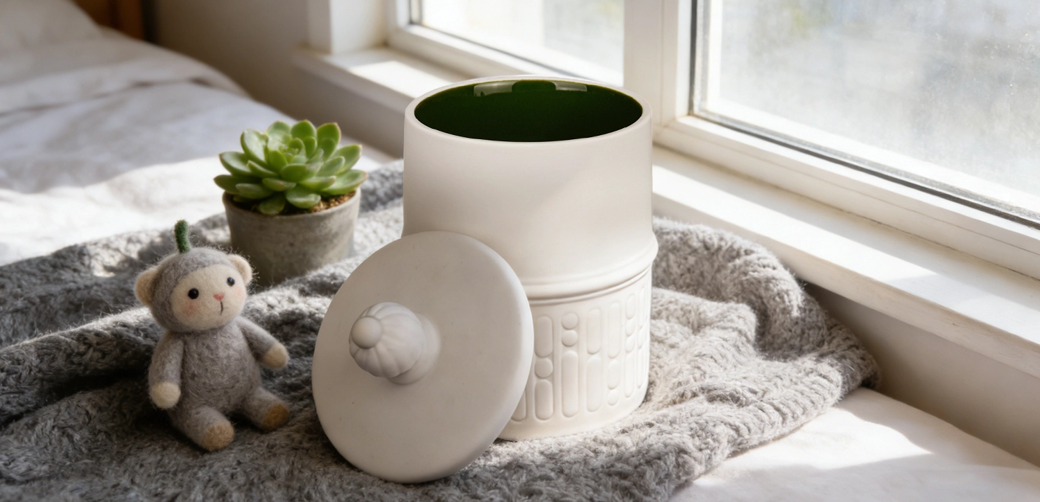 Luxury custom-made pure white ceramic glass candle holder with a lid for candle making