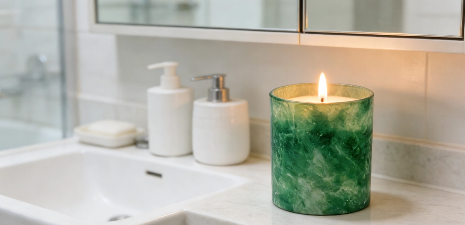 Luxury Custom Jade Texture Glass Candle Jar for Home Decor