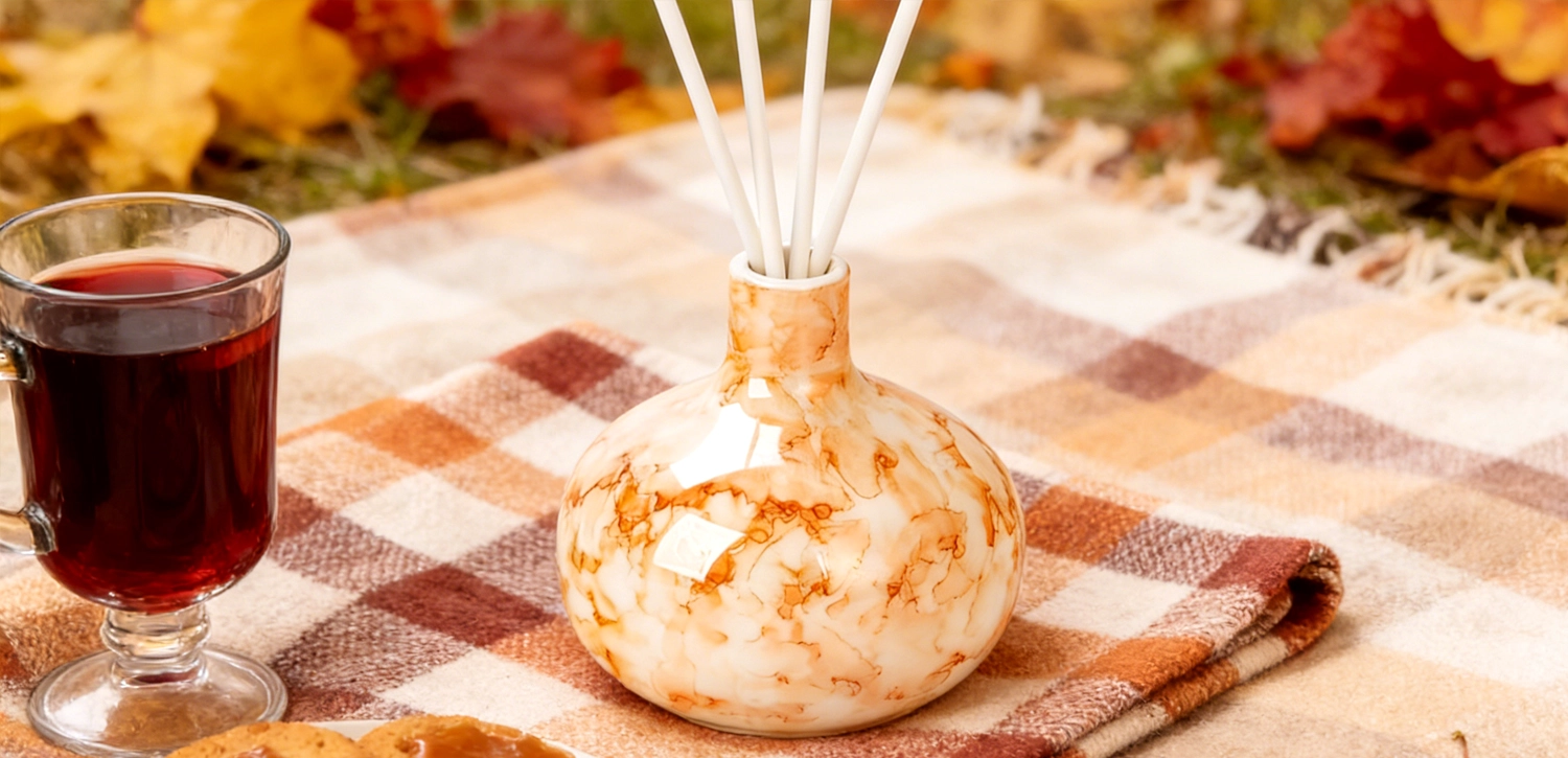 Wholesale Nordic-style Marble-patterned Ceramic Reed Diffuser Bottles