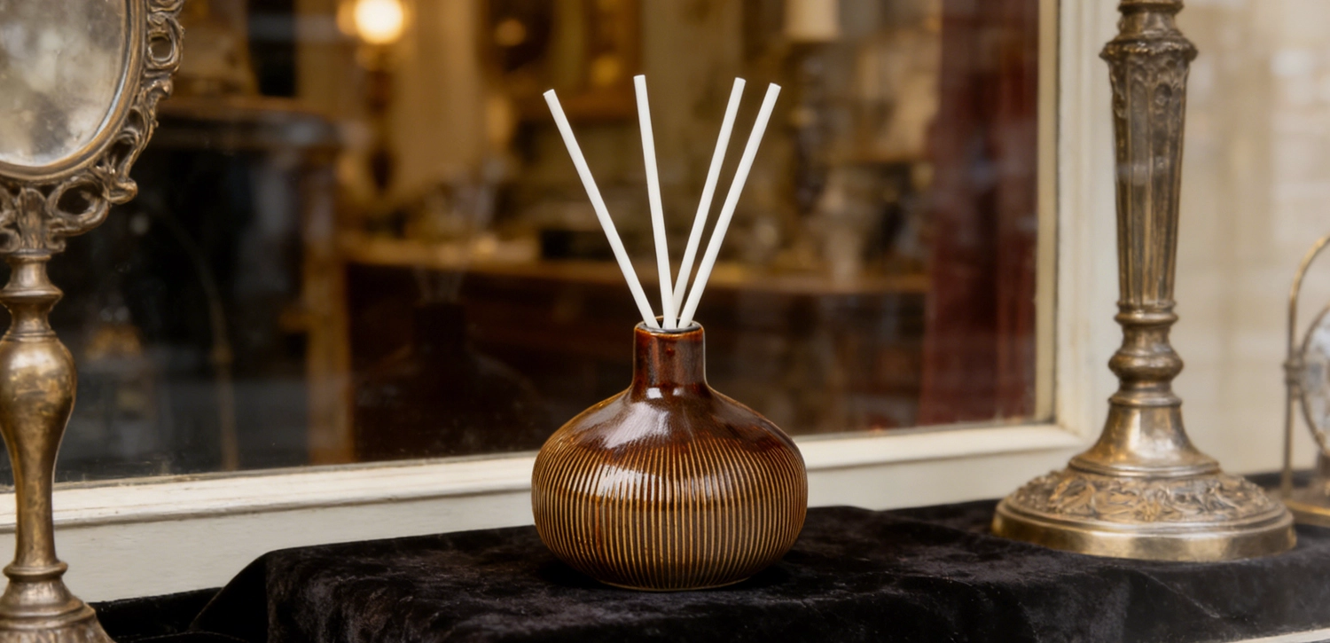 Retro Vertical Stripe Ceramic Reed Diffuser Bottle No-Fire Aromatherapy