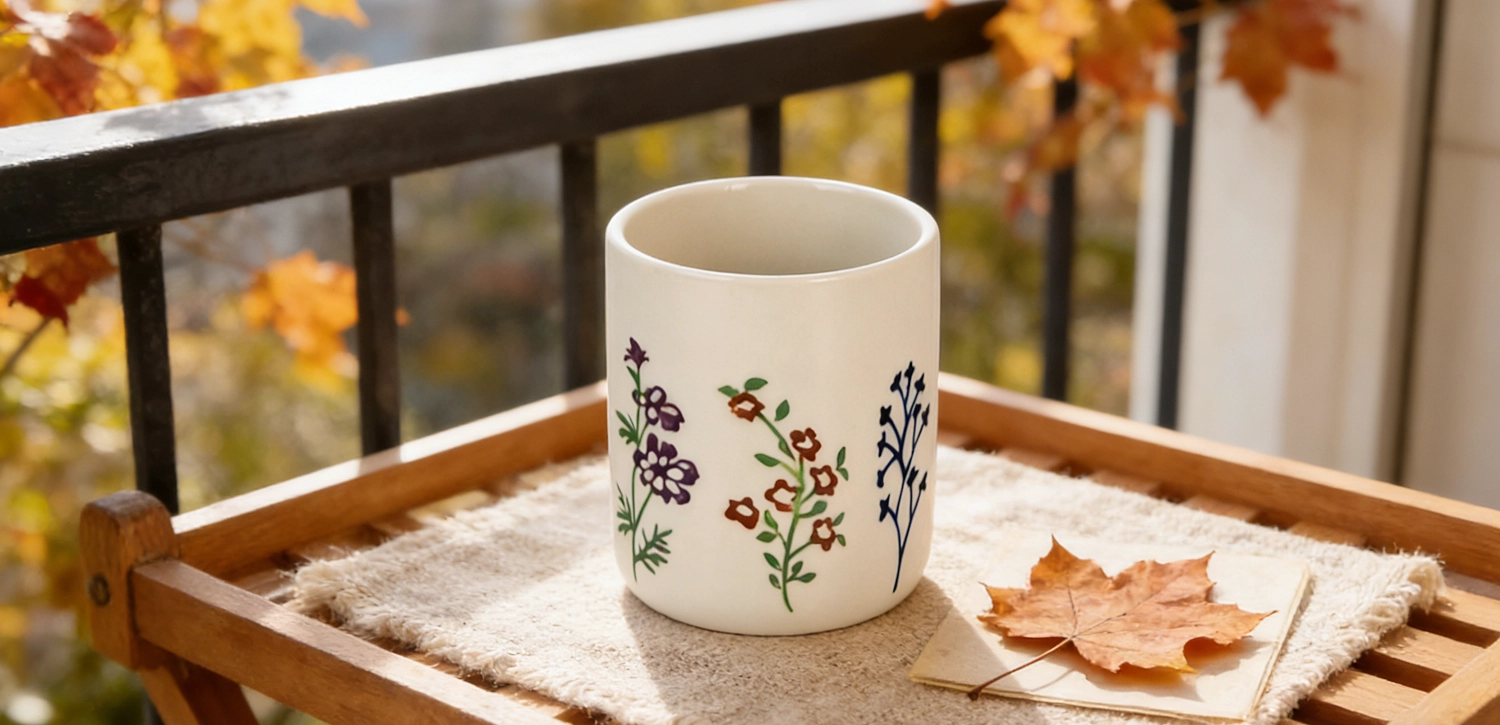 480ml Large Ceramic Candle Jar With Hand-painted Botanical Pattern