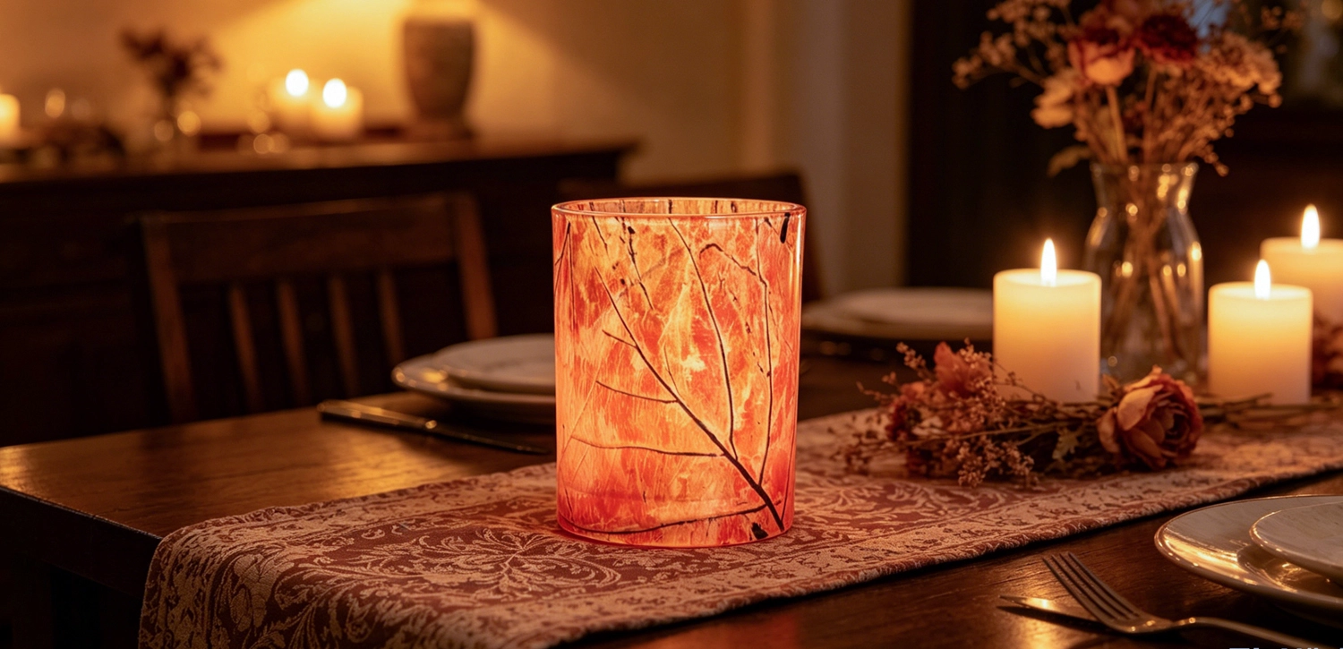 Luxury Textured Glass Candle Jar with Artistic Marble Pattern
