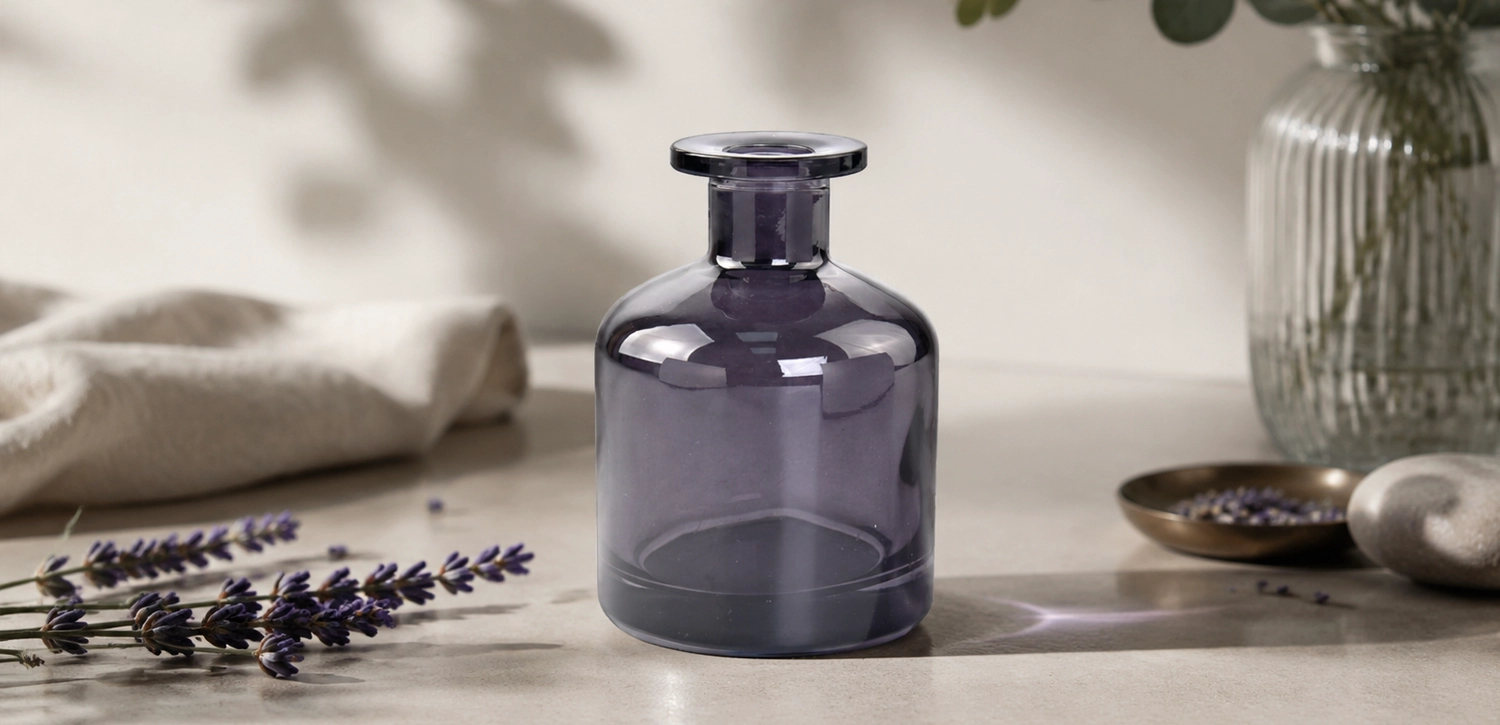 Luxury Smoke Grey Purple Glass Fragrance Vessels for Home Fragrance Brands