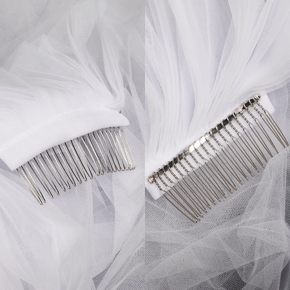 Véu de noiva de luxo com camada dupla de 3 metros de comprimento, véu de noiva de malha macia com pente de cabelo