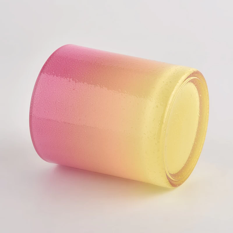 8oz glass candle jars with milky rainbow color sprayed