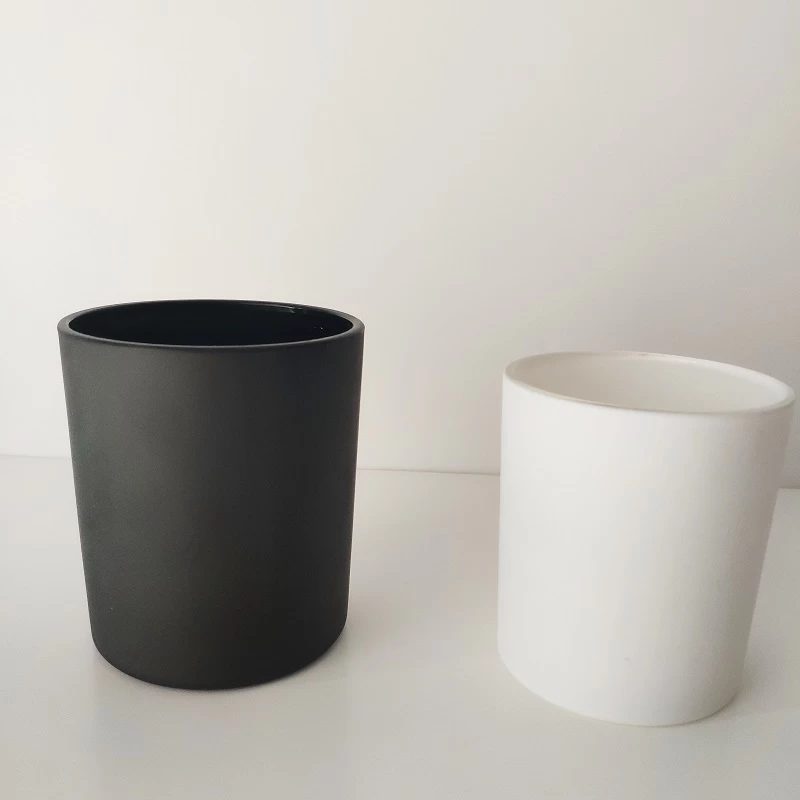 Classic matte white and black glass jars for candle making