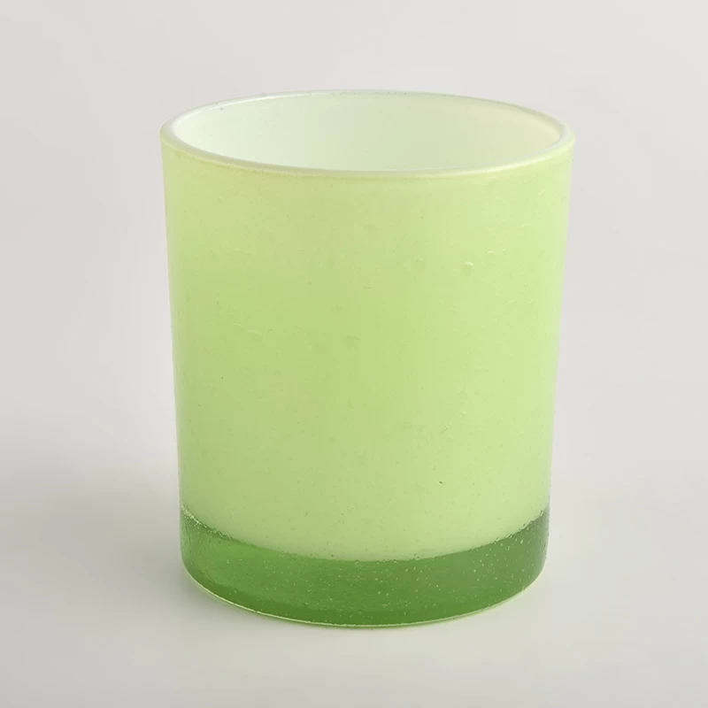green glass candle holder with water drop effect 300ml