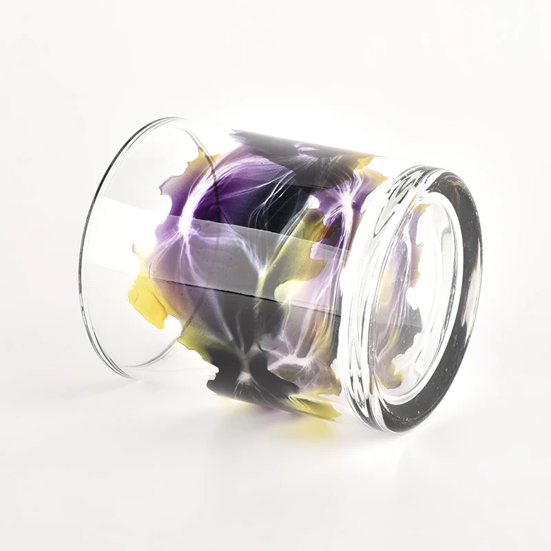 crystal glass candle jars with whole printing
