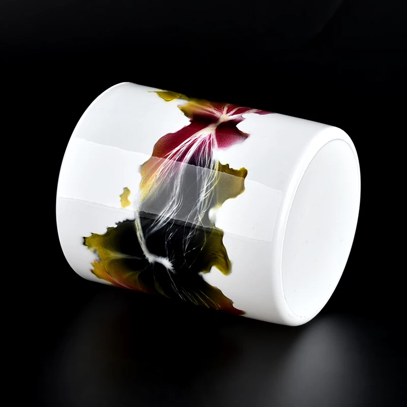empty glass candle jars with hand painting