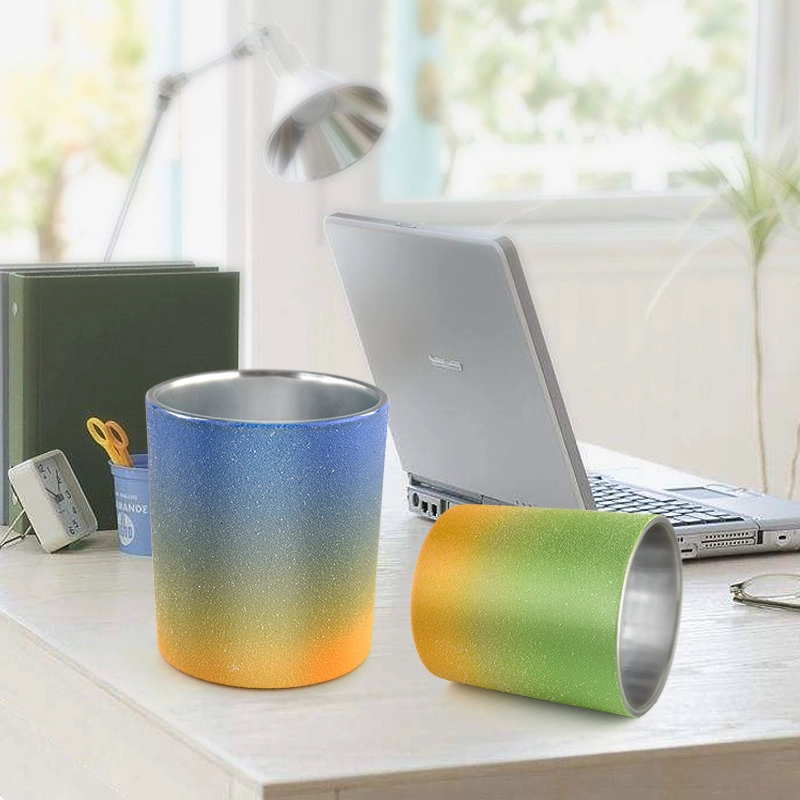 China ombre two-colored glass candle jar with metallic silver inside manufacturer