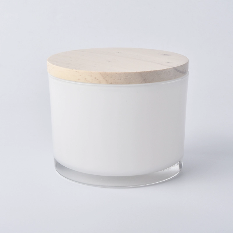 China 14 oz wide mouth glass candle container in white color manufacturer