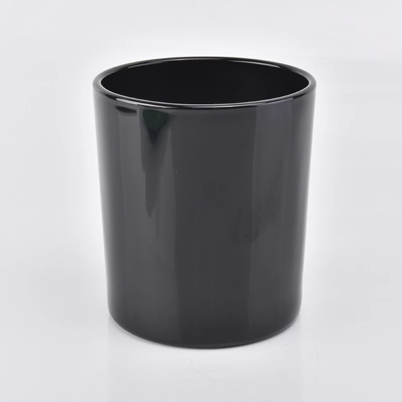 glossy black glass candle jar 12 oz
