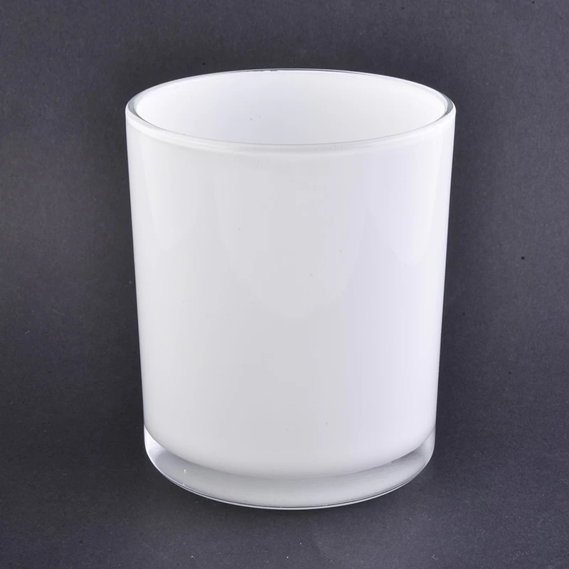 White glass jars for candle making cylinder vessels