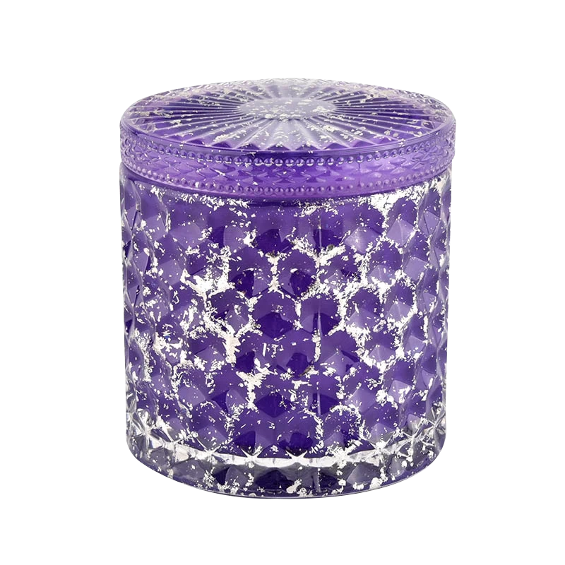 Empty purple Candle Vessels with lids Glass Container Wholesale