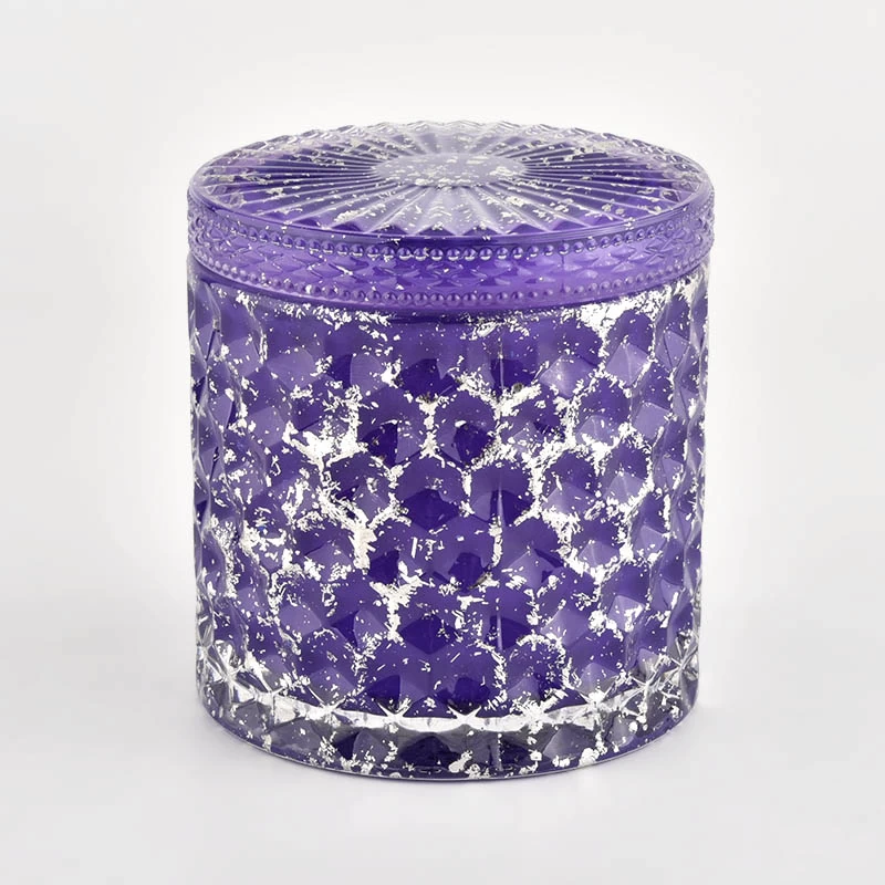 Empty purple Candle Vessels with lids Glass Container Wholesale