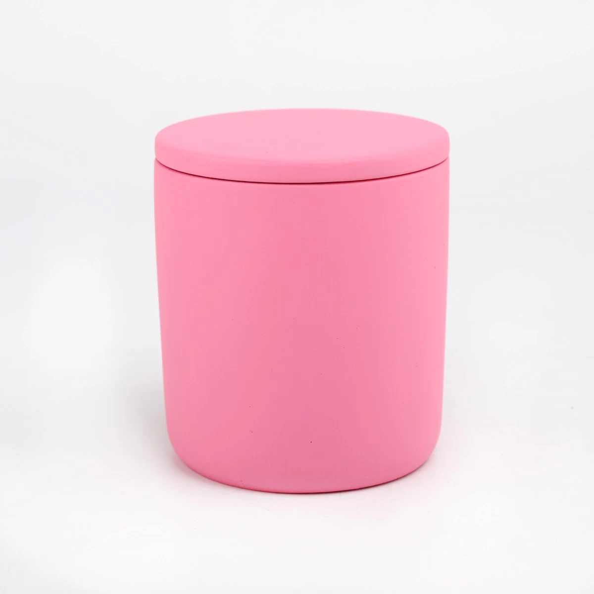 pink ceramic candle jar with lid