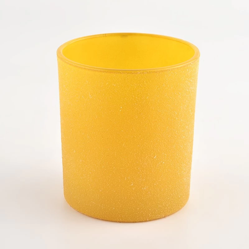 Hot sale Custom Empty Yellow Glass Candle Jar Glass Candle Holder