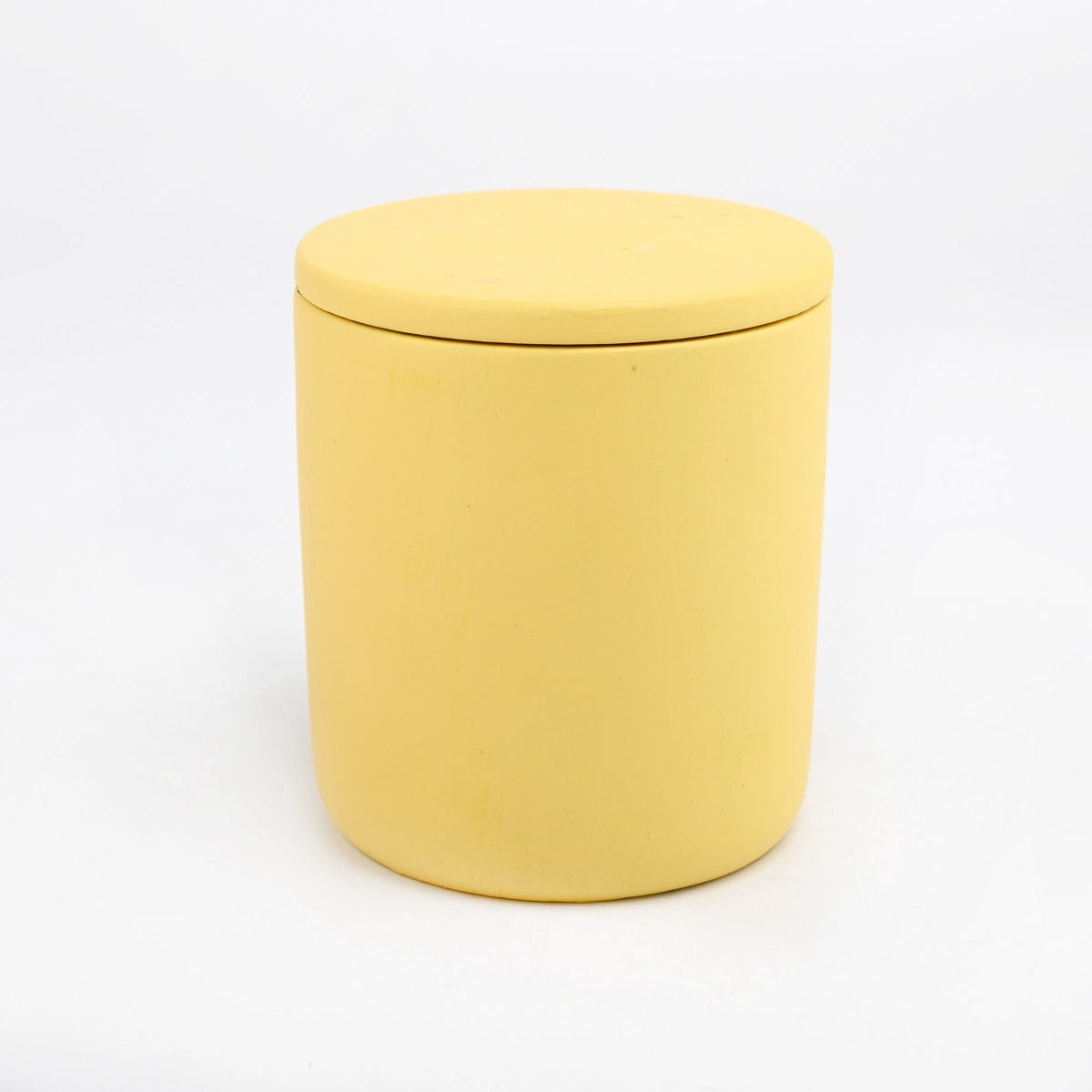 China Yellow ceramic candle jar with lid 300ml manufacturer