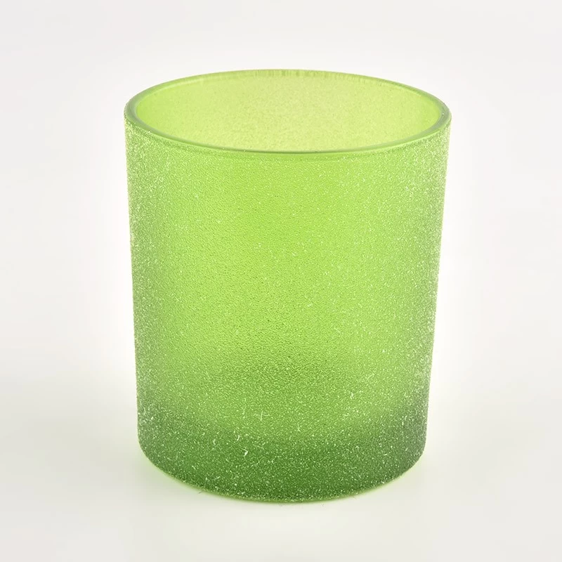 Decorative dyed green candle glass jar for home and wedding