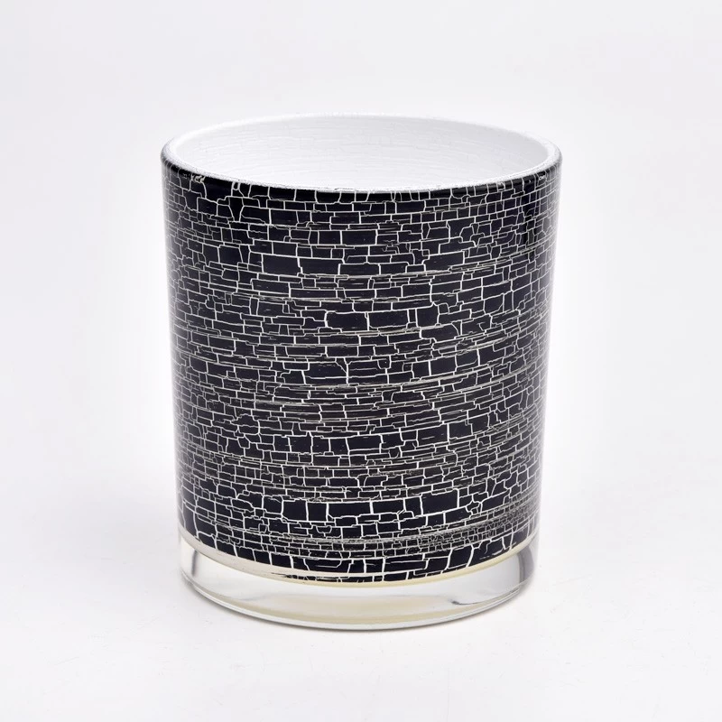 Geometric pattern glass cylinder scented candle jars