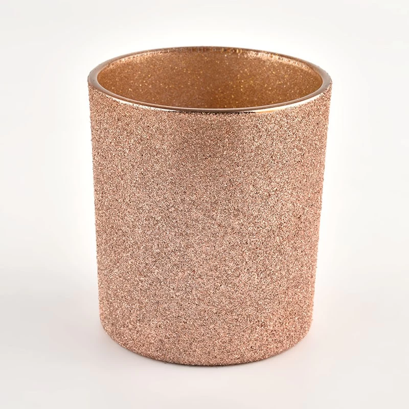 Wholesale luxury Sanding Copper Glass Candle Jar For Candle Making