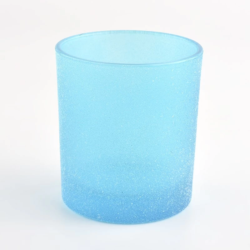 Wholesale Customized Luxury blue frosted empty glass candle jars for candle making