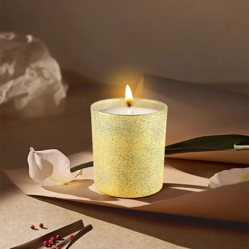 Hot sale yellow frosted glass candle jars for candle making