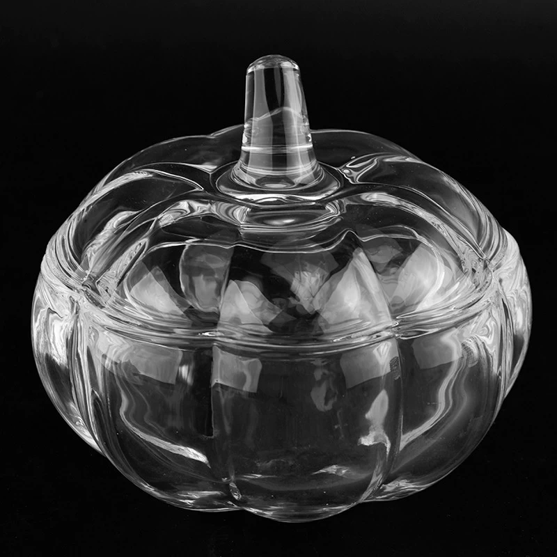Pumpkin Design Glass Candle Vessels with Lid Pumpkin Candy Jars
