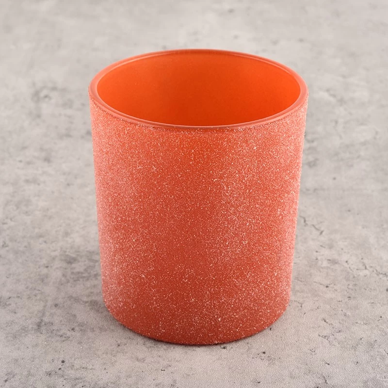 Custom Logo Luxury Orange Empty Frosted Glass Candle Jars
