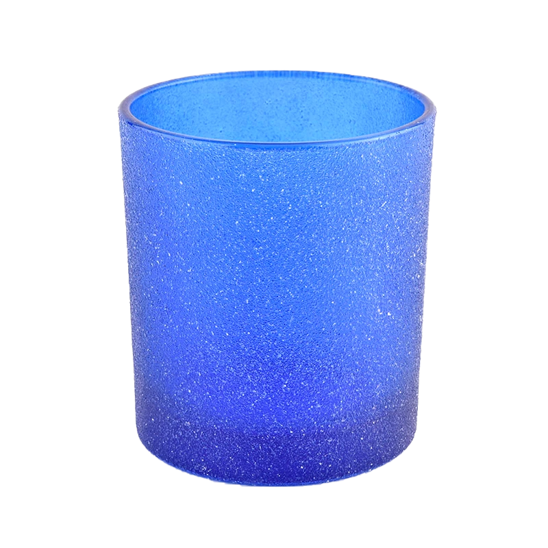 10oz Matte Blue Frosted Glass Candle Jars