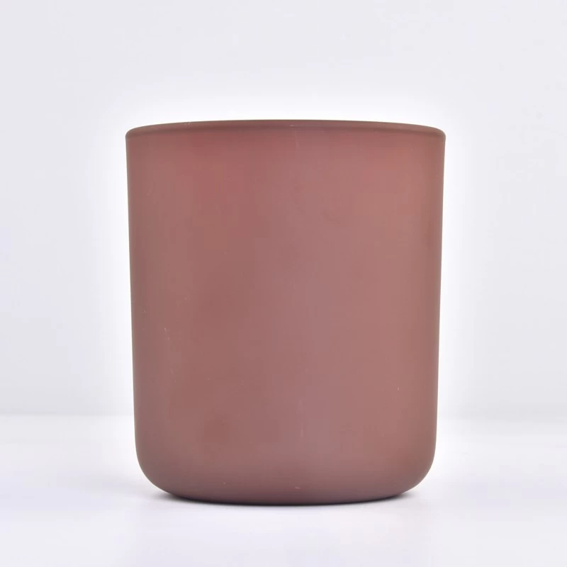 Matte brown 14-16oz glass candle holders with round bottom