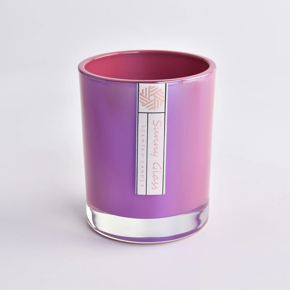 Custom Logo Empty colorful ion plating Glass Candle Jar