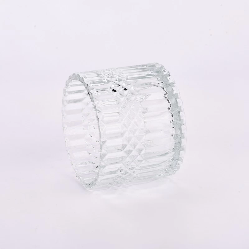 Luxury Diamond 14oz glass candle jars with cut GEO design