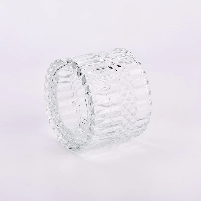 Luxury Diamond 14oz glass candle jars with cut GEO design