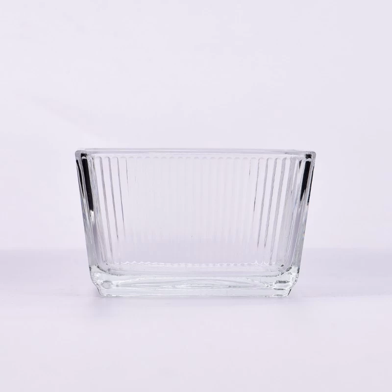 6oz empty glass candle holders with stripes