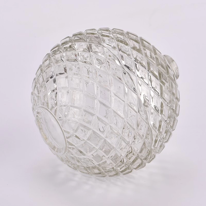 custom diamond geo cut ball shaped glass candle jars with lids for Christmas